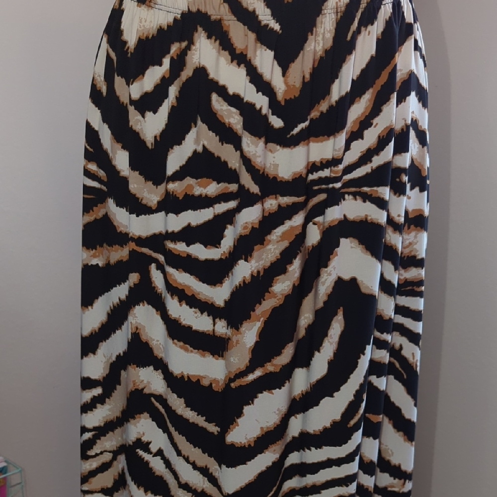 Ruby Rd. Black and Cream Zebra Print Maxi Skirt